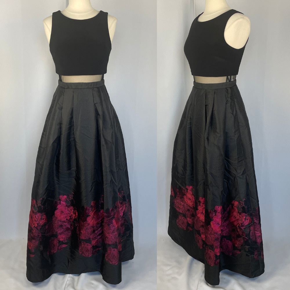 Formal Prom Dress Gown Size 6 Black Red Maxi Gothic Whimsigoth Vampire Vtg Y2K